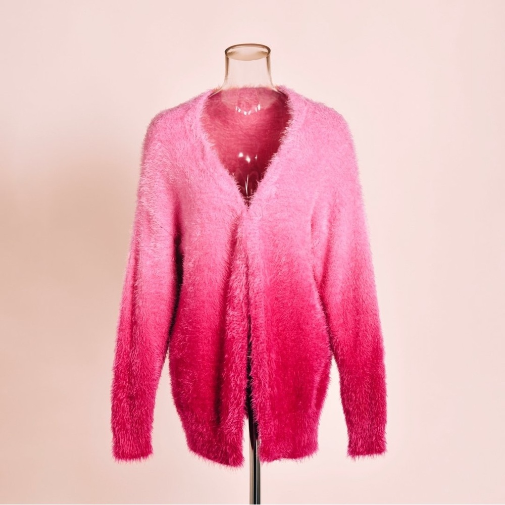 FARM Rio Pink Ombre Fuzzy Cardigan